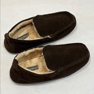 Like New Eddie Bauer Jesse Brown Suede Leather Plush Slippers Men’s XL (11-12)